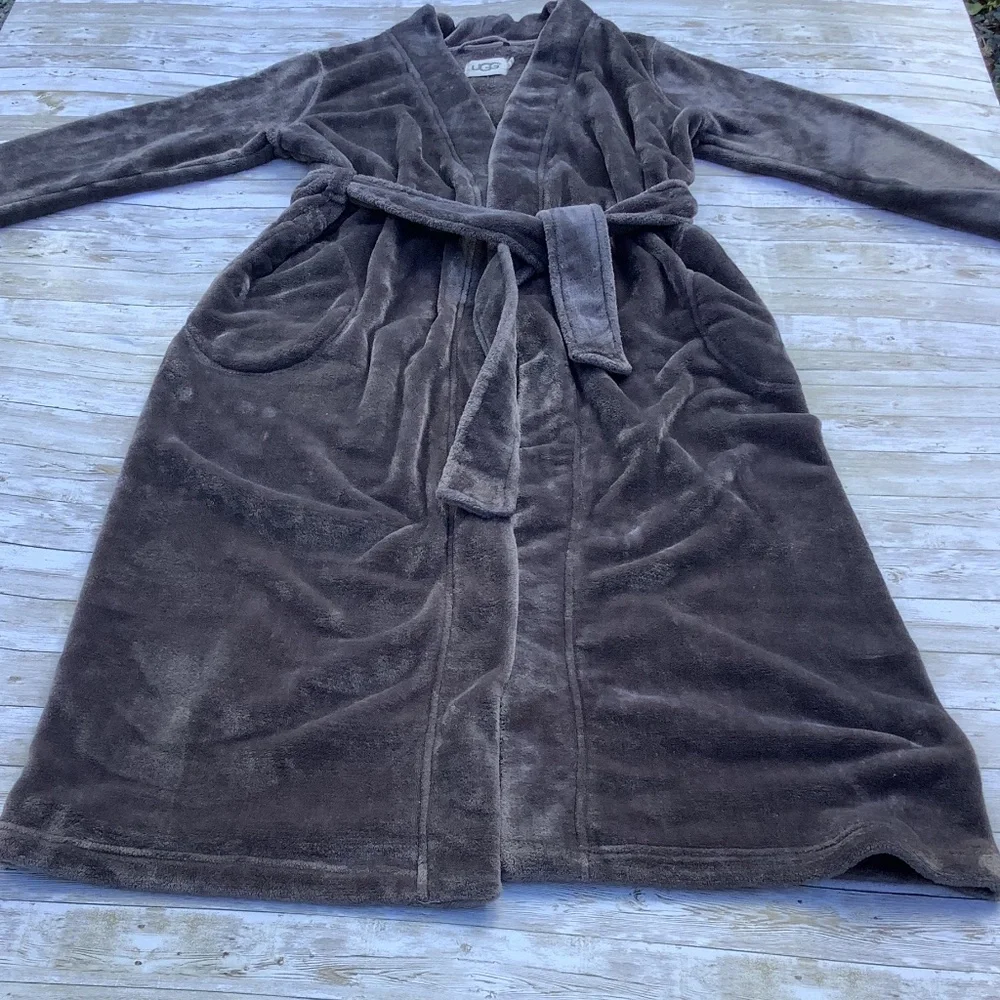 UGG Australia Marlow Chemise Robe Womens Sz M Gray Cozycore Lounge Plush - Picture 5 of 13